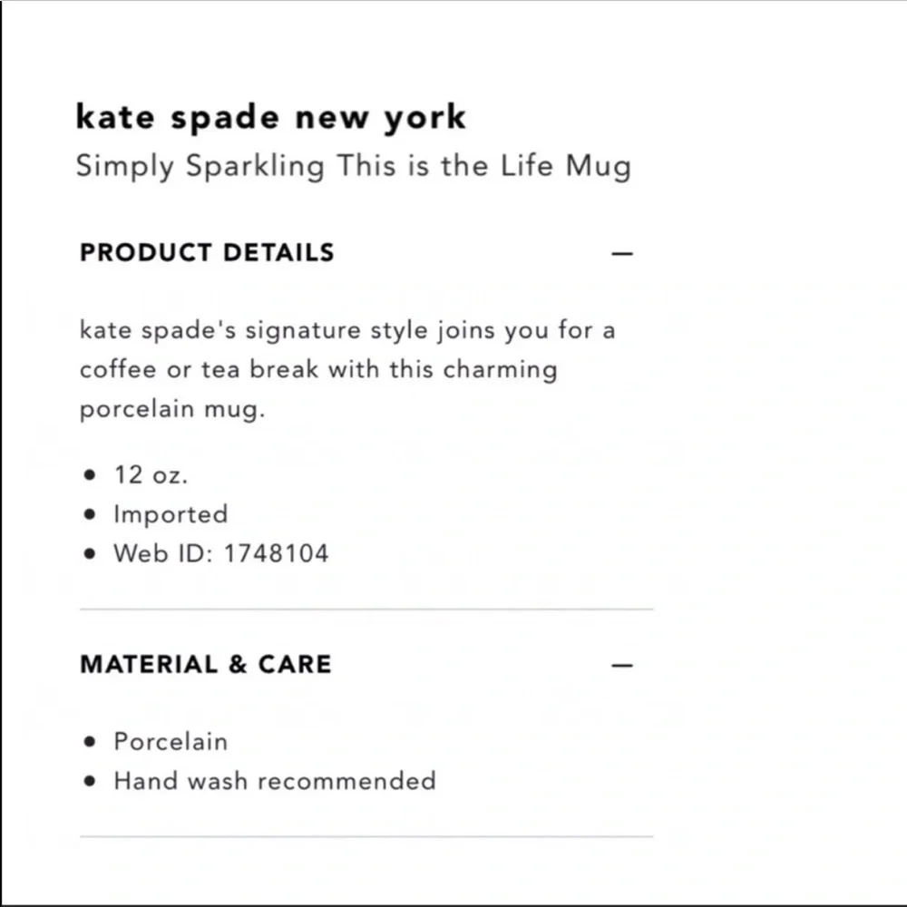 Kate Spade Simply Sparkling Mug